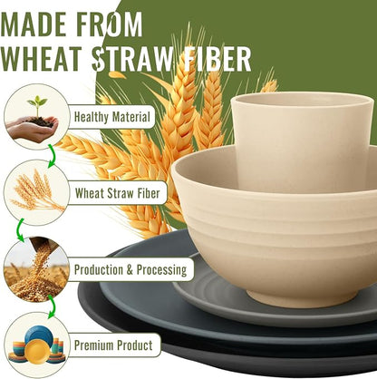 40 PCS Wheat Straw Dinnerware Set | Service - Image 9