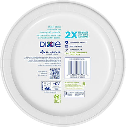 Dixie Medium Paper Plates, 8.5 Inch, 2X Stronger*, Microwave-Safe, Soak-Proof - Image 8