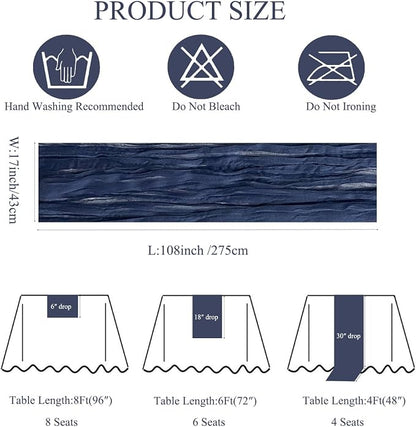 6Pack Navy Blue Cheese Cloth Table Runners 17x108inch Sheer Table Runner | Navy - Image 3