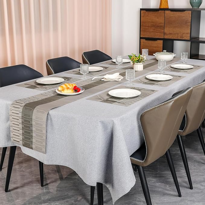 Table Runner 71 Inches Long, Vinyl Woven Farmhouse Table Runners | Washable - Image 6