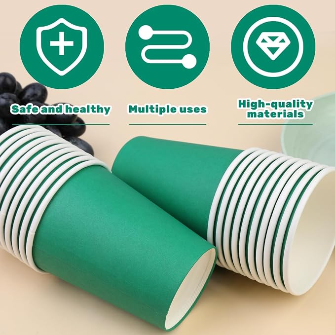 50 Pack 8 oz Disposable Paper Cups, Hot/Cold Beverage Drinking Cups - Image 3