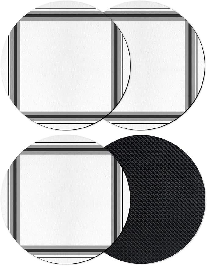 Black Gray Grid Coasters Set of 4, Absorbent Coasters by Unknown