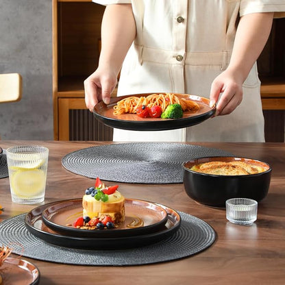 vancasso Plates and Bowls Sets, 24 Pieces Stoneware Dinnerware Sets - Image 6