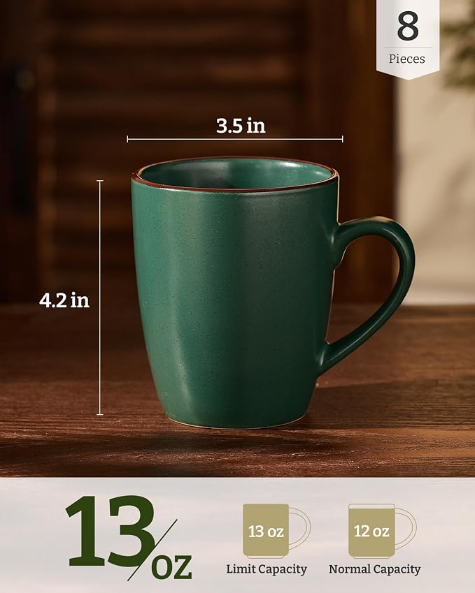 famiware Venus Coffee Mugs Set of 8, 13 oz Ceramic Stoneware Mug Cup Set | - Image 4
