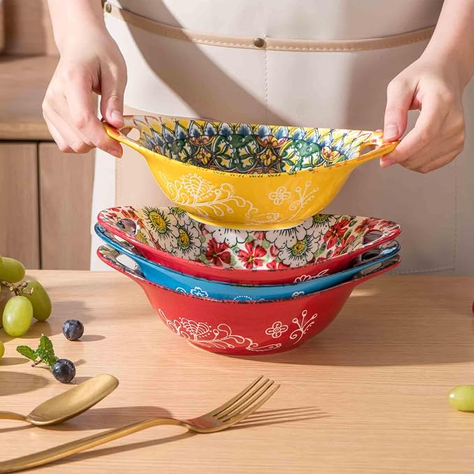 Henten Home Ceramic Salad Bowls Set, 19 oz Porcelain Soup Bowl Set of 4 - Image 7
