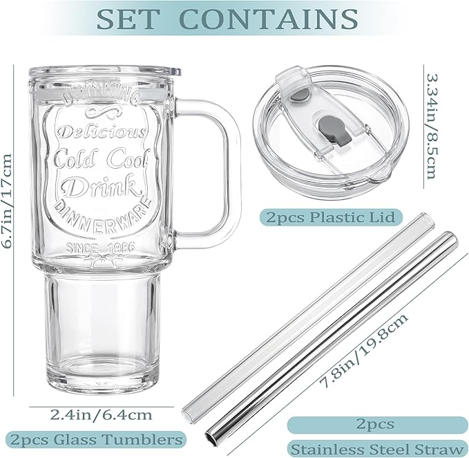 Vintage Premium Embossed Glass Cups - 18oz LeakProof Reusable - Image 2