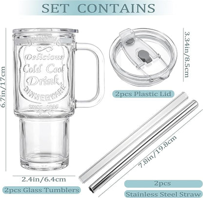 Vintage Premium Embossed Glass Cups - 18oz LeakProof Reusable - Image 2