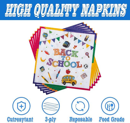 40 Pcs Back to School Paper Plates and Napkins Party Supplies Set, 9-inch - Image 8