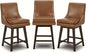 CHITA Counter Height Swivel Bar Stools Set of 3, FSC Certified Upholstered Faux Leather Barstool Chairs with Back, 26.8" H Seat Height, PU Leather in Retro Brown