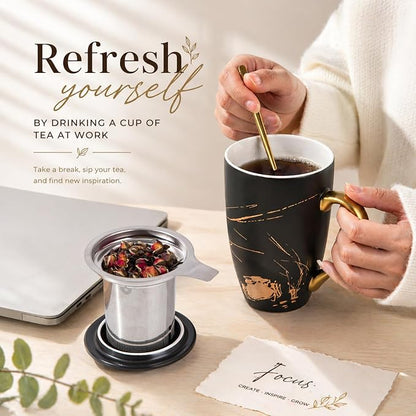 AmorArc Tea Cup With Infuser and Lid, 18oz Loose Leaf Tea Mug With Steeper | - Image 5