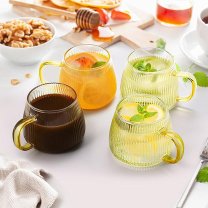 AVLA 6 Pack Glass Coffee Mugs, 16 OZ Unique Vertical Stripes Coffee Cup - Image 4