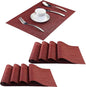 PIGCHCY Placemats Set of 8 Washable Durable Place Mats Vinyl Heat Resistant Non-Slip Table Mats Indoor Outdoor (Burgundy Red)