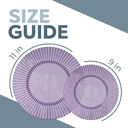 Exquisite 80 Piece Plastic Disposable Plates Set For 40 Guests I 40 X 9 Inch & 40 X 11 Inch Disposable Plastic Plates | Color: Purple | Great for Weddings Parties And Formal Occasions