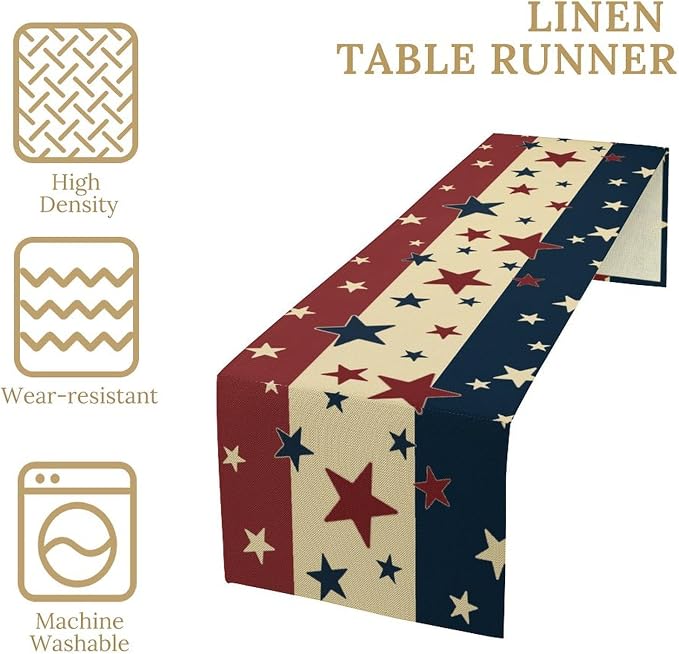 Memorial Day Table Runner, 4th of July American Patriotic Independence Day - Image 4