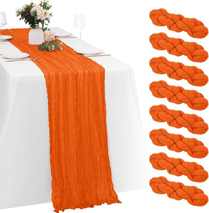 8 Pack Orange Cheesecloth Table Runners 20x120 Inch Gauze Table Runner 10FT by Yorcari