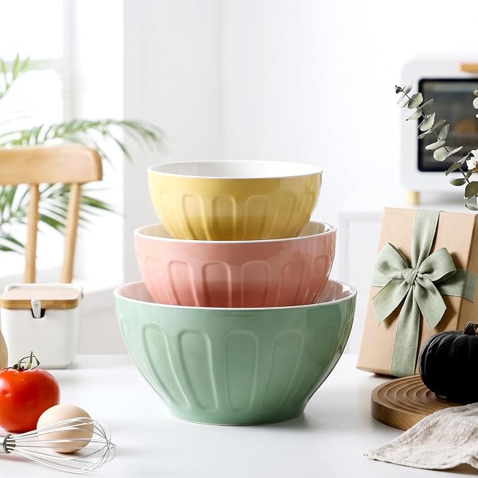 Lareina Ceramic Mixing Bowls Set of 3, Large Nesting Bowls - Image 7