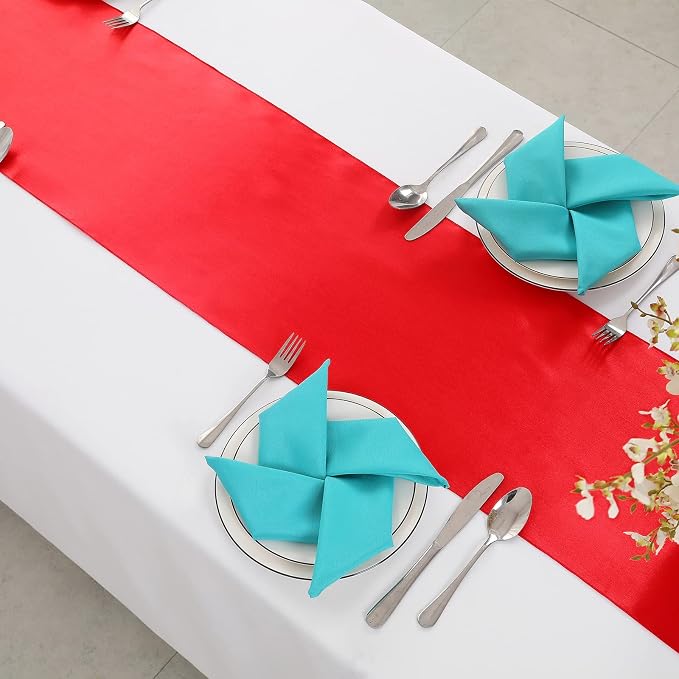 Horbaunal 12 Pack Red Satin Table Runner 12 x 108 Inch | Smooth Table Runners - Image 4