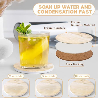 Absorbent Ceramic Coasters Set of 4, Modern Marble Style Drink Coasters | 4 - Image 3