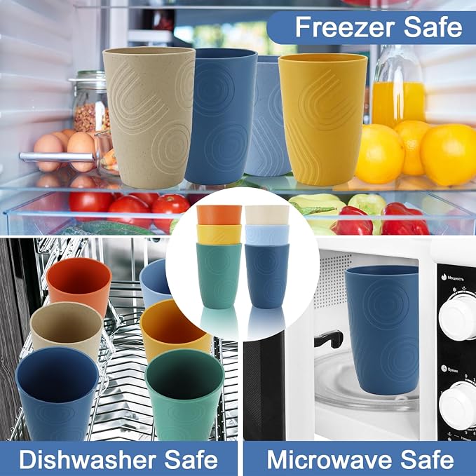 Wheat Straw Cups 16 OZ, Plastic Drinking Glasses, Drinking Cup, Unbreakable - Image 5