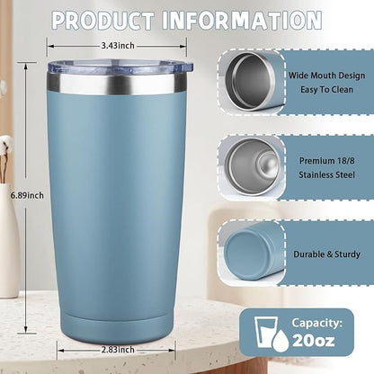 20 oz Tumbler with Lids and Straws, Stainless Steel Insulated Coffee Tumbler - Image 2