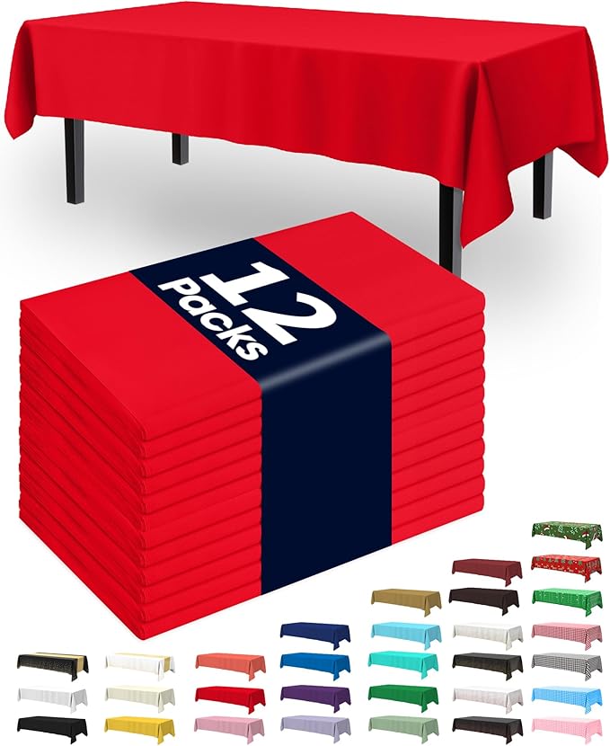 Pureegg Plastic Table Cloth Disposable 12 Pack, 54 x 108 Inch Table Cloths by Pureegg