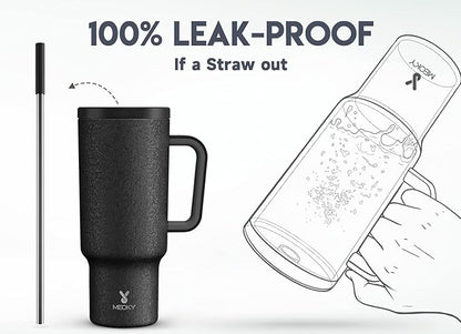 Meoky 40oz Tumbler with Handle, Leak-proof Lid and Straw, Insulated Coffee Mug - Image 3