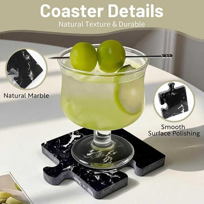 Marble Coasters Set of 4, Aturalux 3" Black Stone Coasters - Image 2