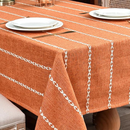 Zobesta Orange Table Cloth Rectangle Table 120 x 53 Inch, Farmhouse Tablecloth Cotton Tablecloth for Rectangle Tables, Washable Dining Table Cover for Halloween,Thanksgiving, Dining, Outdoor,Fall