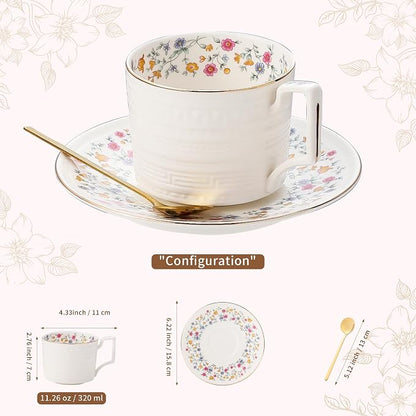 Country Roses Porcelain Tea Cup and Saucer Set - Image 6