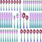 Colorful Rainbow 30 Pieces Silverware Sets Service For 6,Colored Flatware Sets Contains Knife And Fork Spoons Eating Utensils Sets For Kitchen Tableware