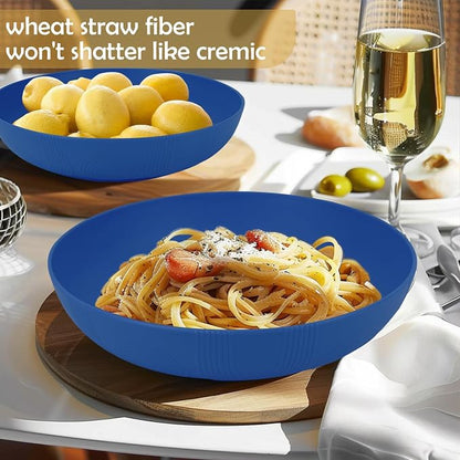 65oz Wheat Straw Large Salad & Soup Bowls Set of 2, Unbreakable, Microwave & - Image 4