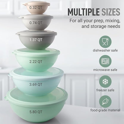 Zulay Kitchen 12 Piece Plastic Nesting Mixing Bowl Set - Image 3