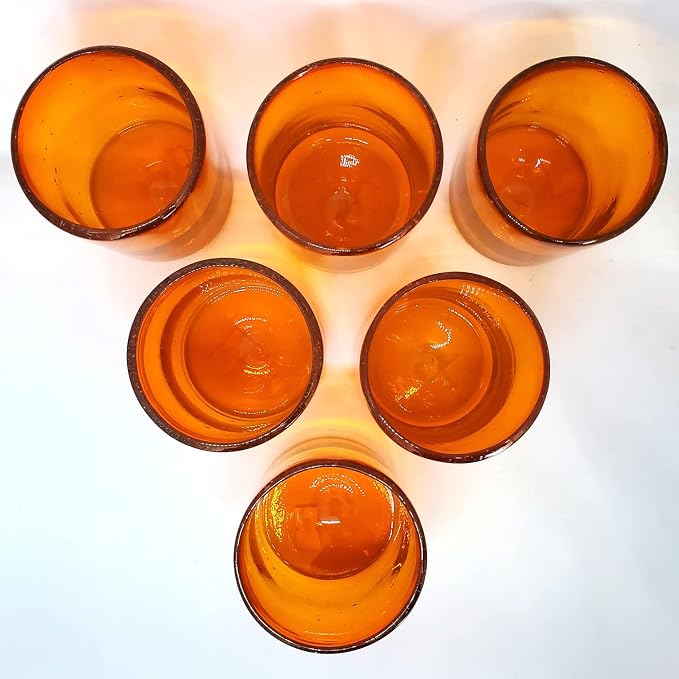 Solid Orange 9 oz Short Tumblers, Recycled Glass, Toxin-Free - Image 6