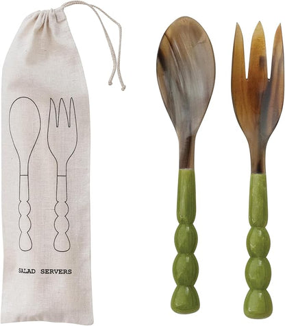 Creative Co-Op 2-pcs Natural Horn Salad Server Set - Image 7