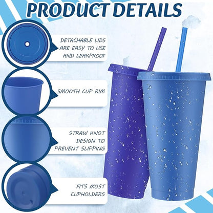 Skylety 12 Pcs Gray Blue Plastic Cups - Image 3