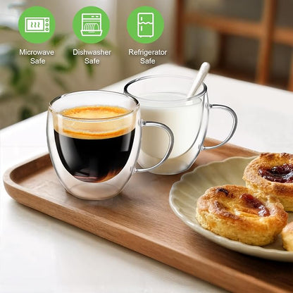 Espresso Cups Set of 4, 8.5oz Double Walled Glass Coffee Cups - Image 7