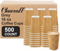 500 Pack 16 oz Disposable Coffee Cups No Lids, Insulated Ripple Wall Paper Coffee Cups 16oz for Hot Chocolate Tea Home Travel Office (Champagne)