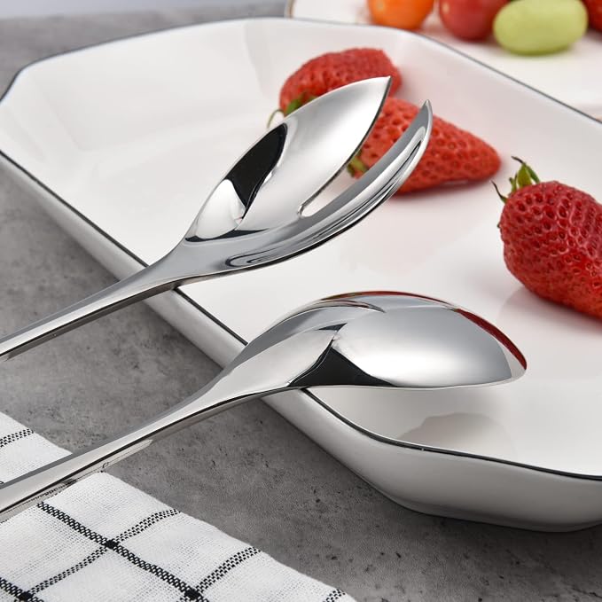 IMEEA Salad Servers 18/8 Stainless Steel Salad Serving Set Salad Fork and Spoon - Image 2