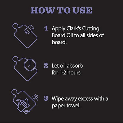 CLARK’S Cutting Board Oil and Wax Kit - Set includes Food Grade Mineral Oil (12oz), Finishing Wood Wax (6oz), Applicator Sponge & Buffing Pad, Enriched with Food Safe Lavender and Rosemary Extract