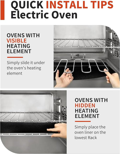 3 Pack Oven Liners for Bottom of Oven, 17x25" Large Heavy Duty Non-Stick Reusable Oven Mat for Electric, Gas, Toaster & Convection Ovens - BPA & PFOA Free, Dishwasher Safe, Kitchen Essentials, Black