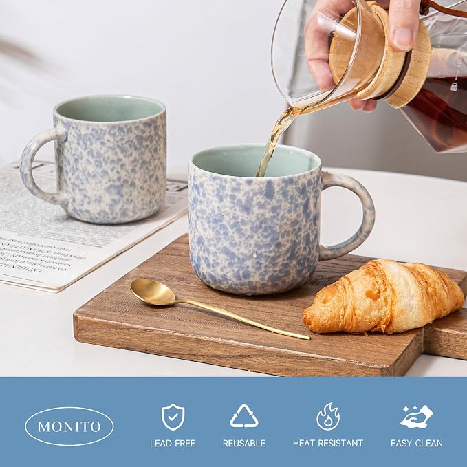 MONITO 12 OZ Coffee Mugs Set of 4, Ceramic Coffee Mugs, Modern Coffee Mugs Set - Image 5