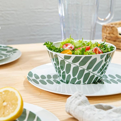 Bzyoo 12-Piece Melamine Dinnerware Set - Leaf | Lightweight, Durable, BPA-Free | Dishwasher Safe Dish Set for Indoor & Outdoor Use - Perfect for Camping, BBQs, Kids