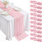 10 Pack Pink Table Runner 10FT Gauze Cheesecloth Table Runner | 21x120 Inch by Dugpit