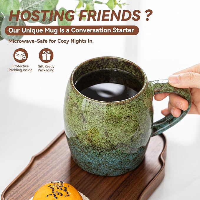 Handmade 22oz Ceramic Coffee Mug, Ergonomic Large Handle, Ideal Gift - Image 8