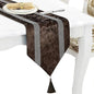 Elegant Rhinestone Brown Table Runner 120 Inches Extra Long, Ombre Velvet | by Jiino