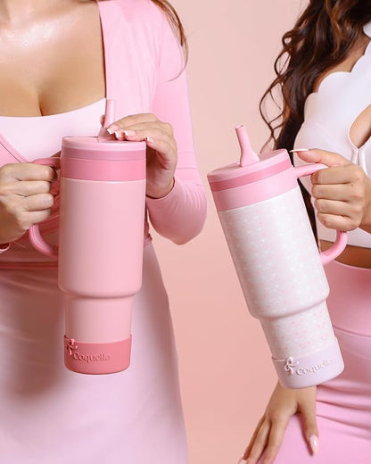 40 oz Insulated Tumbler with Handle and Push-Button Straw Lid, Stainless Steel - Image 8