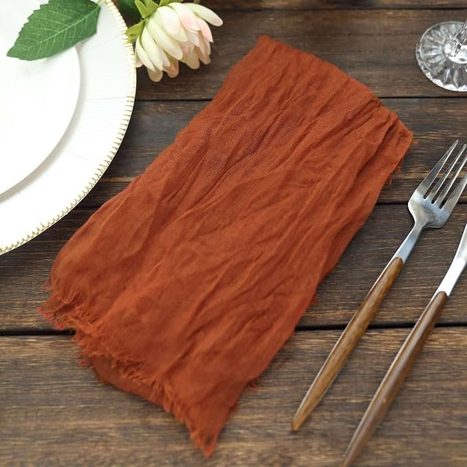 Efavormart 5 Pack 24"x19" Terracotta Matte Gauze Cheesecloth Napkins, Soft - Image 8
