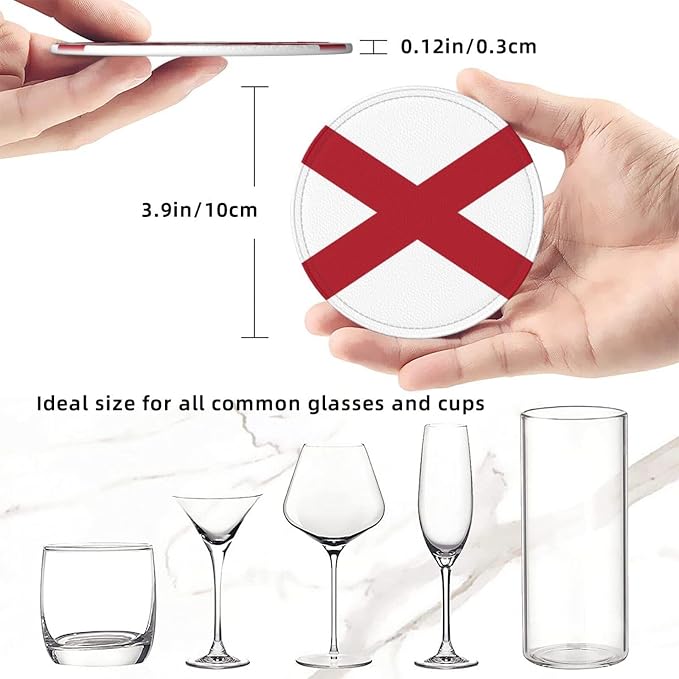 6 Pack Alabama State Flag Leather Coaster - Image 4