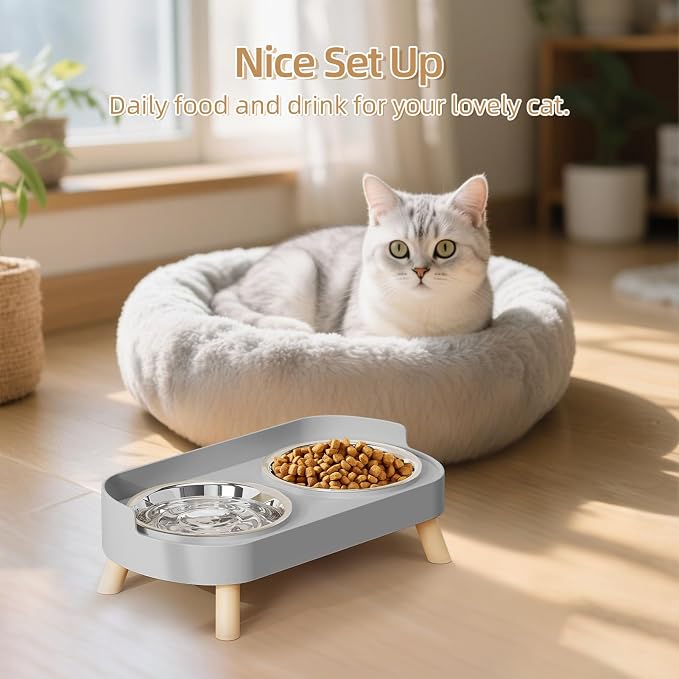 Elevated Cat Bowl, Raised Cat Food and Water Bowl Set - Image 6