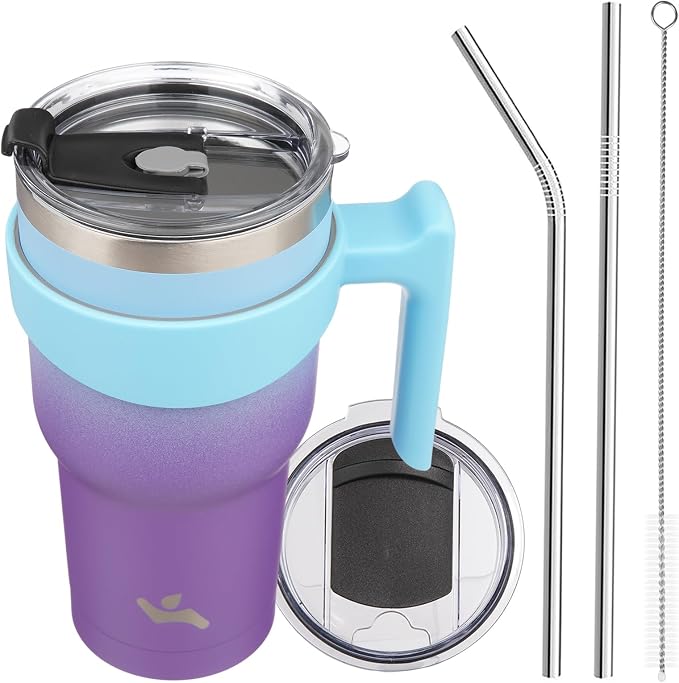Konokyo 30 oz Tumbler with Handle and Straw, Insulated Travel Mug | Ocean by Konokyo